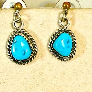 Native American Navajo  Southwest Sterling Silver Turquoise Earrings